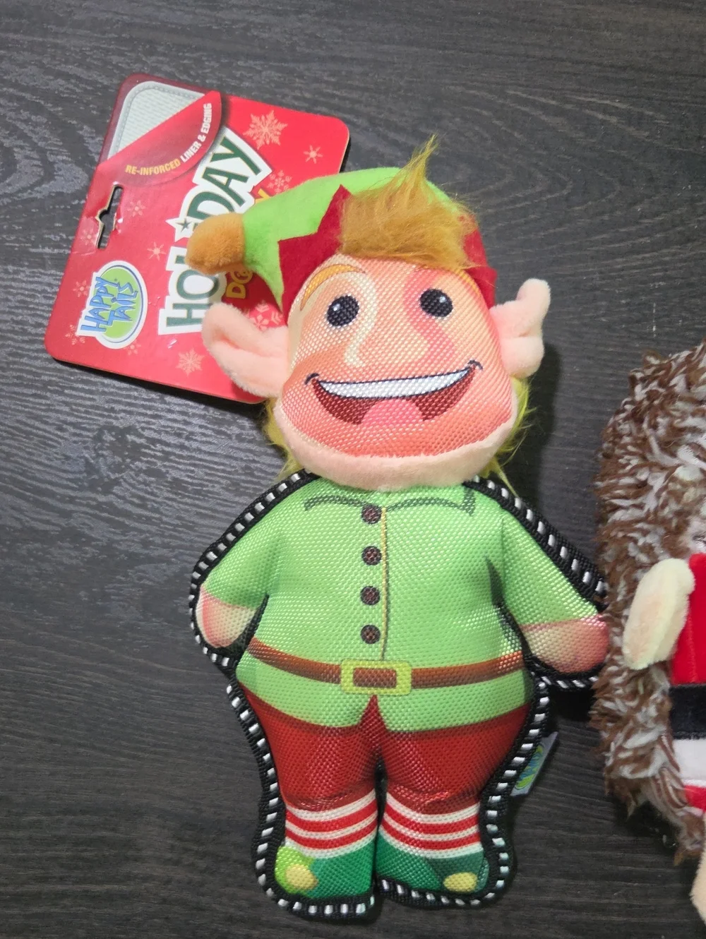 Festive Elf Plush Dog Toy - Green and Red